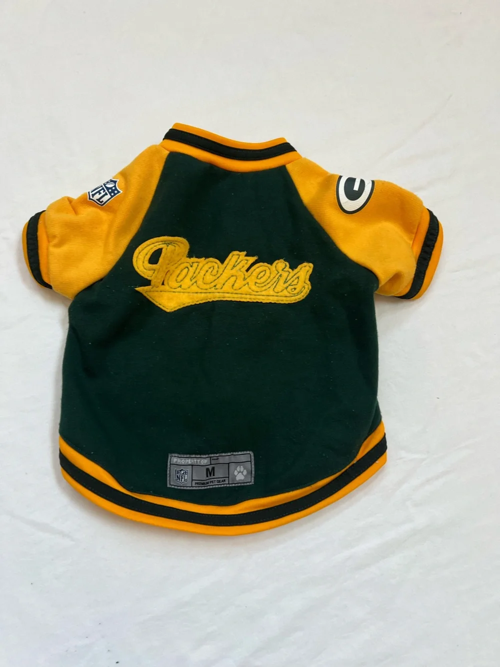 Green Bay Packers Pet Bomber Jacket NFL Shirt for Dogs & Cats MEDIUM Green Gold